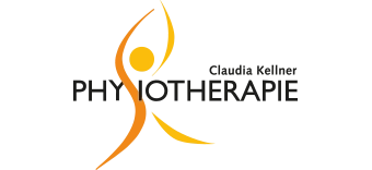 Logo mit stilisierter Figur in Orange und Schwarz, daneben schwarzer Schriftzug mit Physiotherapie Kellner